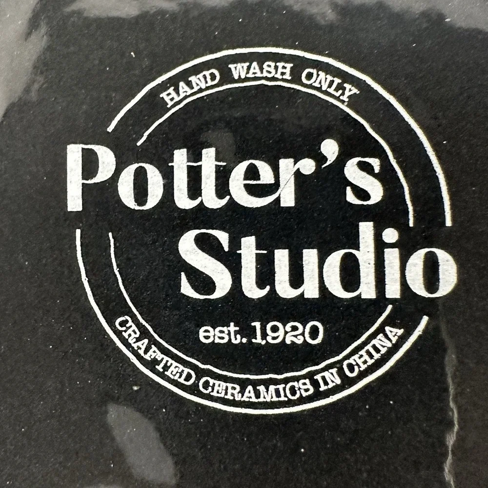 Potter's Studio Black White Checkered Cookie Jar‎ Ceramic Canister W Lid NEW